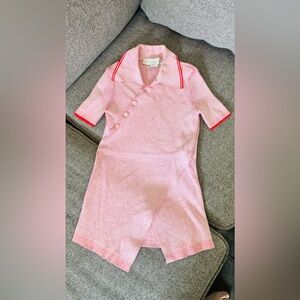 Stella Mccartney Pink Cutaway Hem Ribbed-knit polo shirt size 36 XS